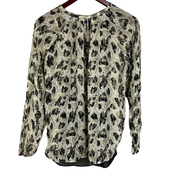 Rag & Bone NWT Yuni Snake Print Blouse Light Green Size XXS Sheer Long Sleeve - Picture 4 of 12
